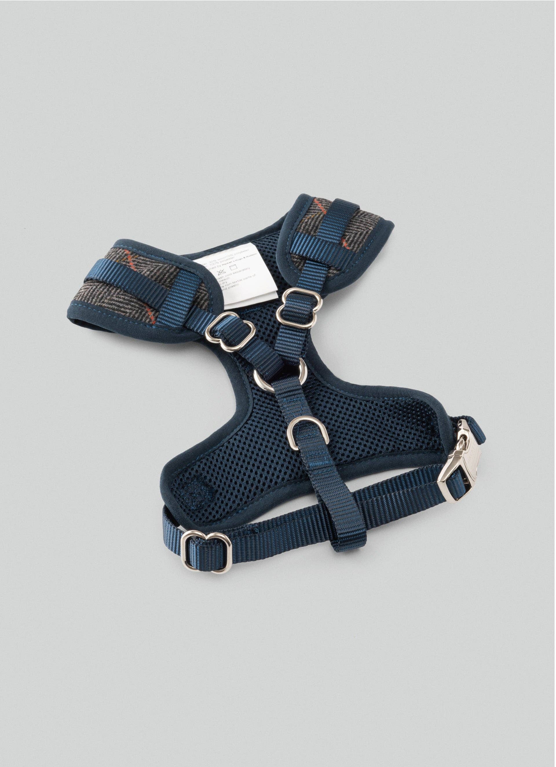Hugo & Hudson – wholesale Pet harness – Dog – Hackett x Hugo Hudson Grey Checked Tweed Dog Harness2