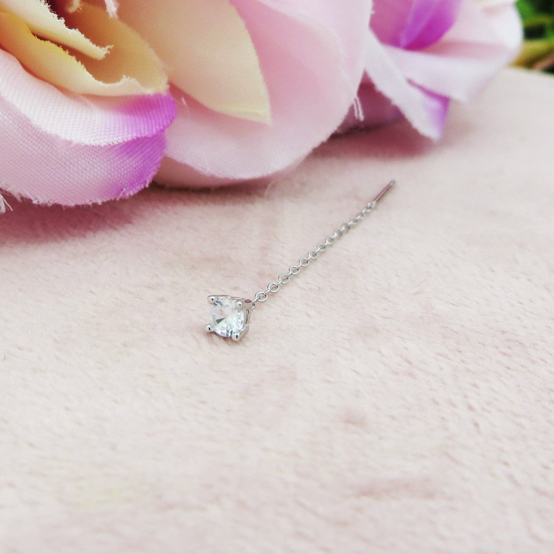 Daemon srls - Vente Boucles d'oreille uniques - SHINY ~ Boucle d’oreille pendante en argent 925 avec point de lumière en zirconium cubique - glissante10