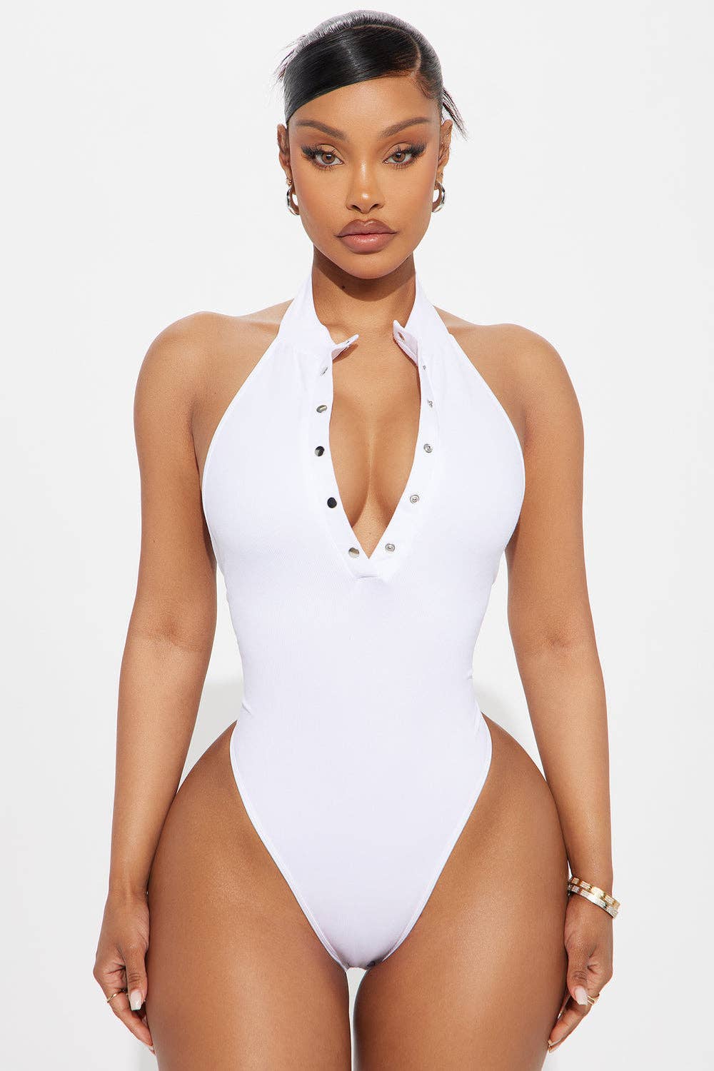 5besties inc - Wholesale One Piece Swimsuit - Women's - HIGH NECK BUTTON UP BODYSUIT6