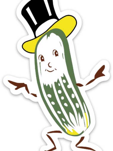 Mr. Pickle Retro Sticker for wholesale by Red and White Kitchen Company