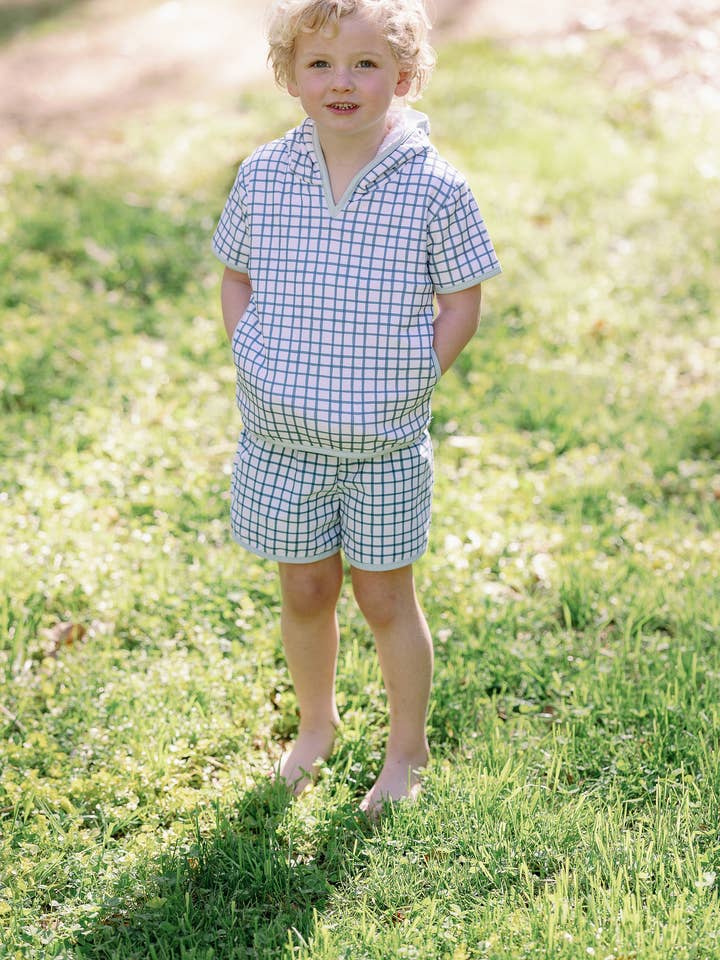 Coverup van de bisschop in Thacker Plaid/Pale Aqua voor wholesale door Sun House Children's