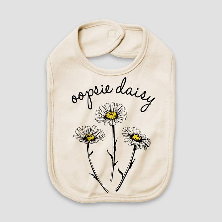 Oopsie Daisy Natural Color Baby Bib for wholesale by Love You a Latte Shop