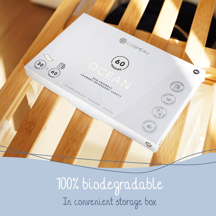 Bamboozy x Cosmeau – Großhandel Waschpulver/-kapseln – Cosmeau Wäschetücher, umweltfreundlich, Ozeanblau