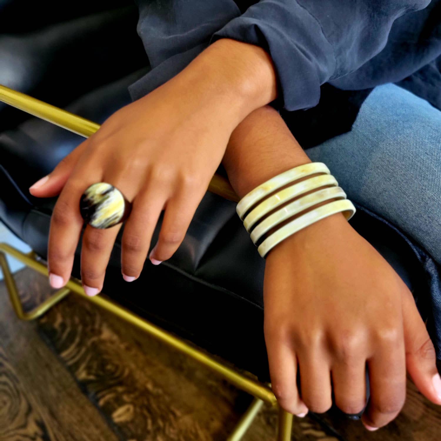 BRANCH JEWELLERY – wholesale Cocktail/statement ring – Black Natural Round Buffalo Horn Ring jewelry Gift for women20