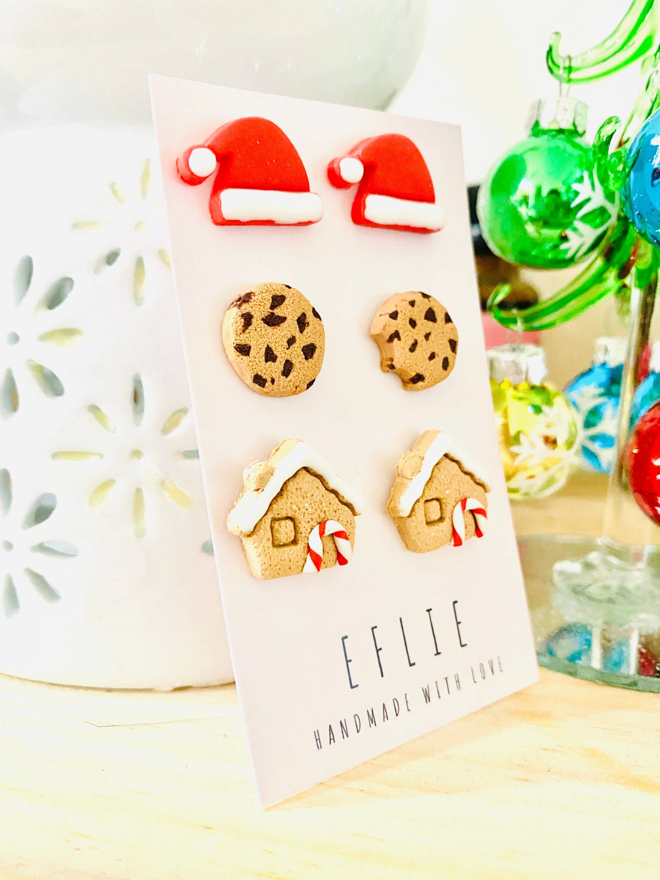 Eflie – Großhandel Schmucksets – Weihnachts-Ohrstecker-Set mit Weihnachtsmann und Lebkuchen2