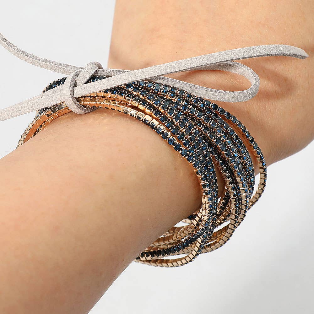 Sensibling Corp. - Wholesale Jewelry Set - 12PCS - Ribbon Pearl Rhinestone Layered Stretch Bracelets14