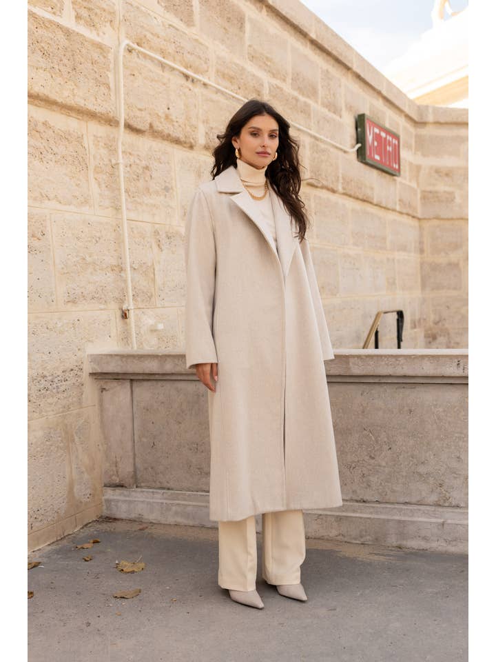 Attentif Paris - Wholesale Coat - Women's - Belted long coat in blended wool41