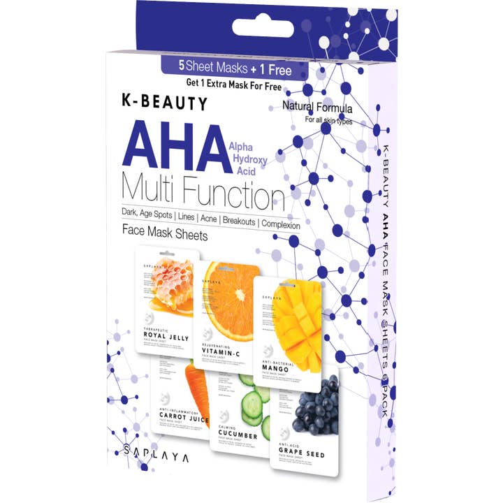 Saplaya - K-Beauty AHA Multi Function Face Mask Sheet 6 PK for wholesale by SM Beauty LLC