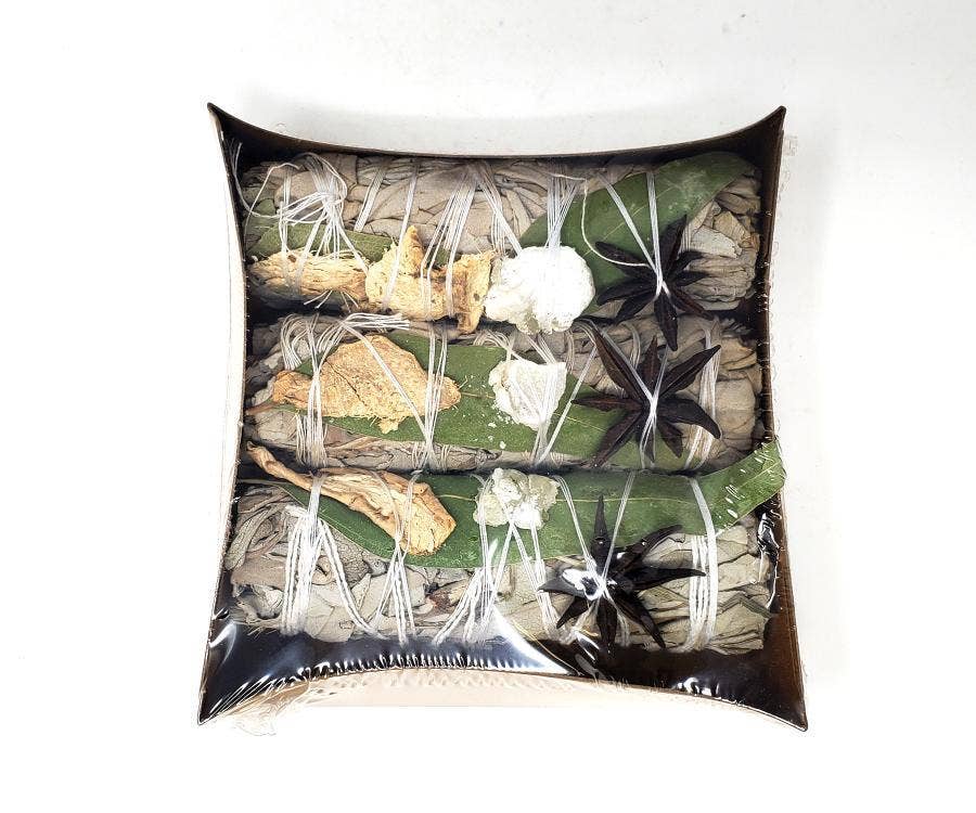 GREENROOTS USA LLC - Wholesale Sage Bundle - (1 Stick) - Anise Star, White Sage, Copal Resin, Ginger 4"