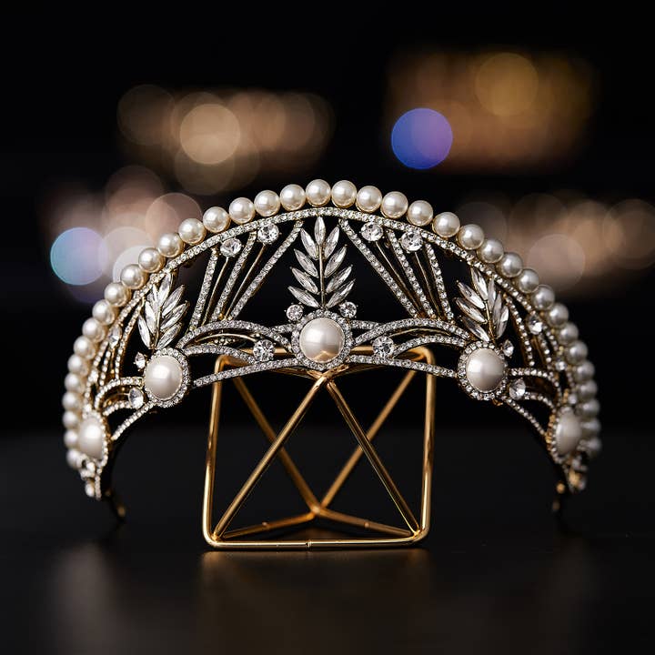 SWEETV - Wholesale Tiara - Women's - SWEETV Pearl Tiaras for Pageant, Anastasia Queen Crown