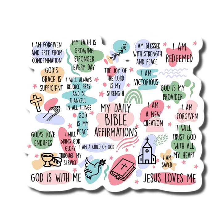 Adesivo per paraurti Le mie affermazioni bibliche quotidiane cristiane 6 pollici per la vendita all'ingrosso da parte di Lyrical River Designs