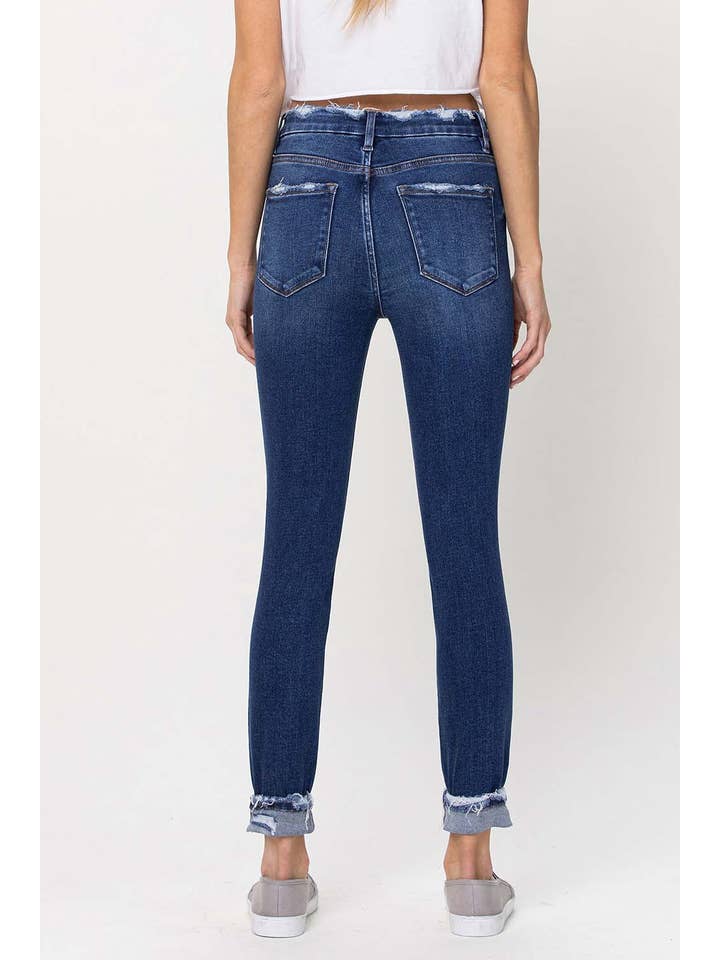 MYSTIC RIVER HIGH RISE SEAMLESS WAISTBAND CUFFED SKINNY JEANS F4315 for wholesale on Faire6