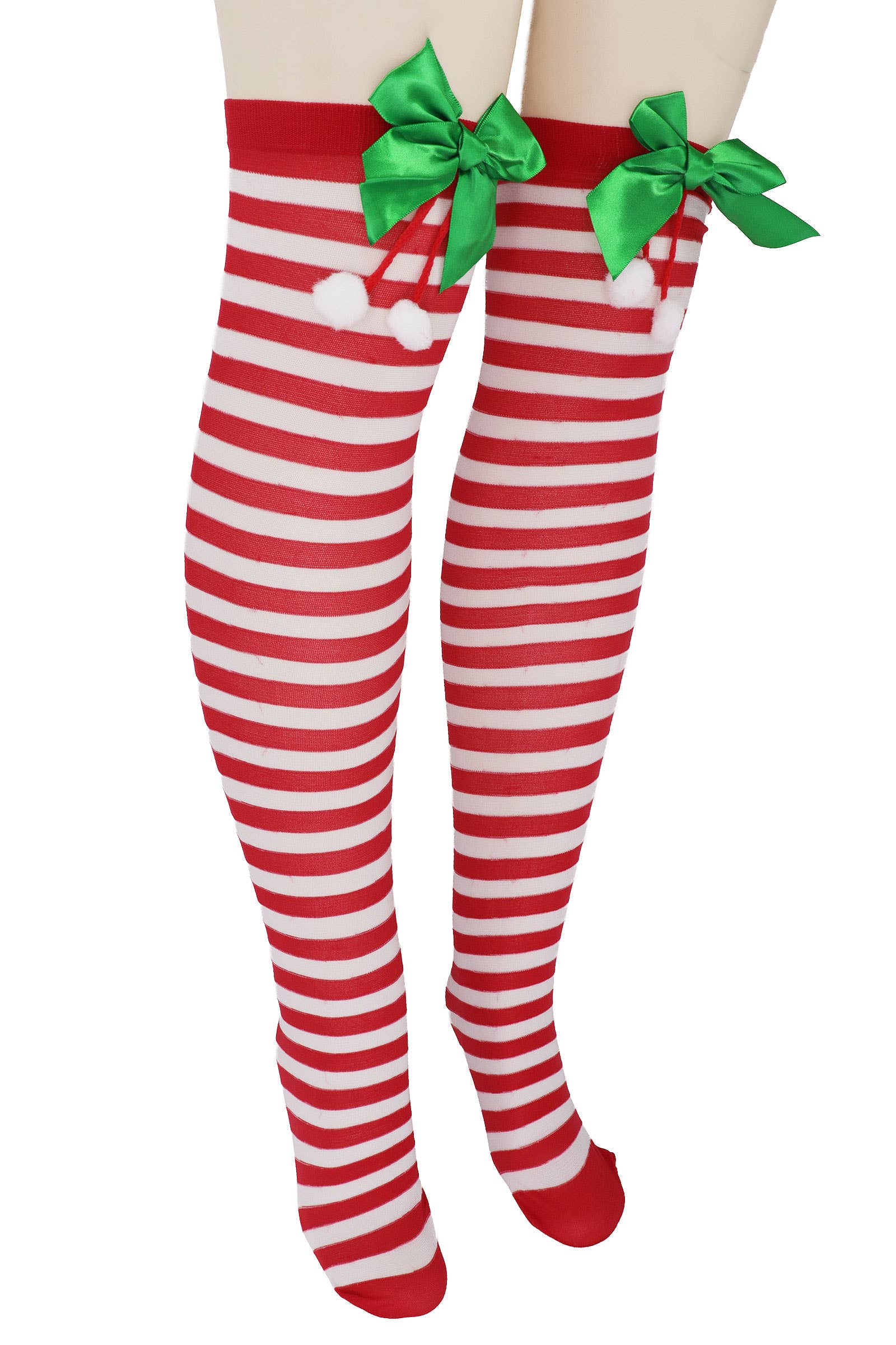 ASSORTED Christmas Santa Girl Stripe OTK Sock Tights for wholesale on Faire9