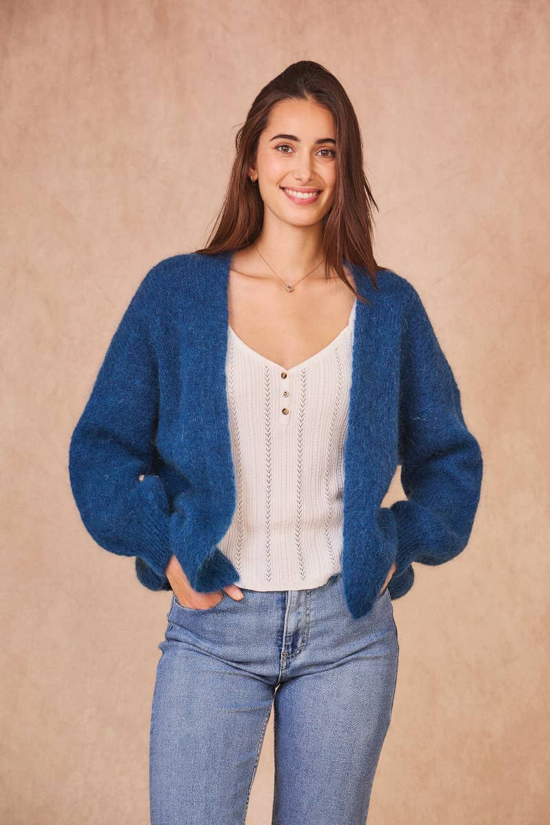 Calie Paris – Großhandel Strickpullover – Damen – Offene Mohair-Mischung Strickjacke4