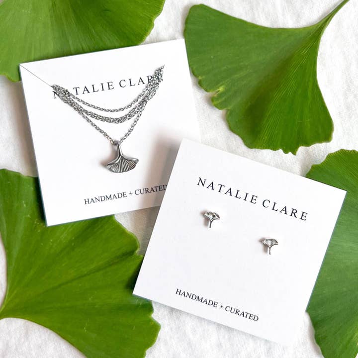 Natalie Clare Collections - Wholesale Pendant/Charm Necklace - Silver Ginkgo Leaf Necklace4