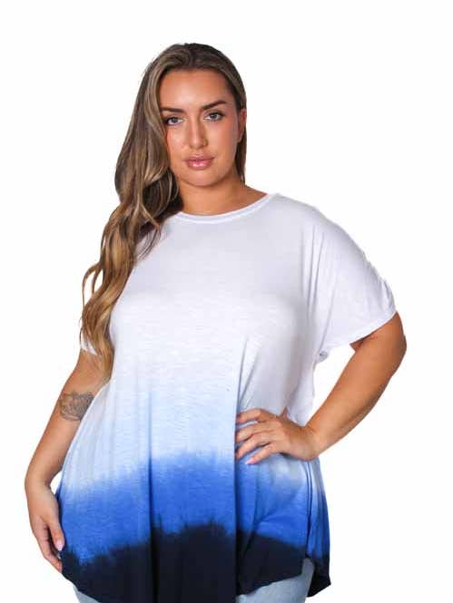Women's Plus Short Sleeve Scoop Neck Dip Dye Top for wholesale by Good Stuff Apparel