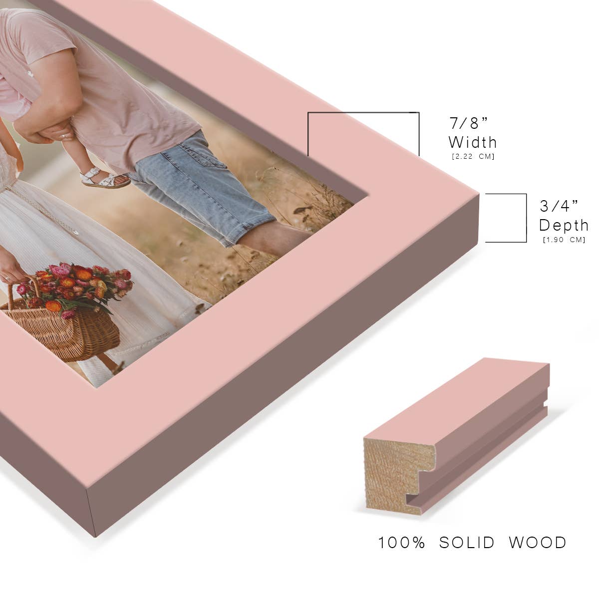 Wexford Home - Wholesale Picture Frame - Photo Frame. Real Wood Modern Frame, Pink6