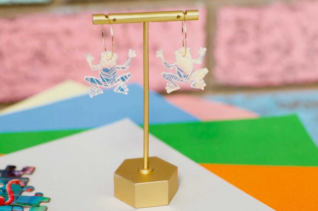 Little Geraldine - Vente Créoles - Boucles d'oreilles à pendentif géométrique Geo Frog2