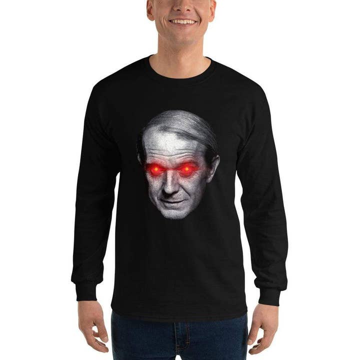 The Philosopher's Shirt - Wholesale Screen Printed T-Shirt - Men's - Gilles Deleuze with Laser Eyes - Long-Sleeved Shirt