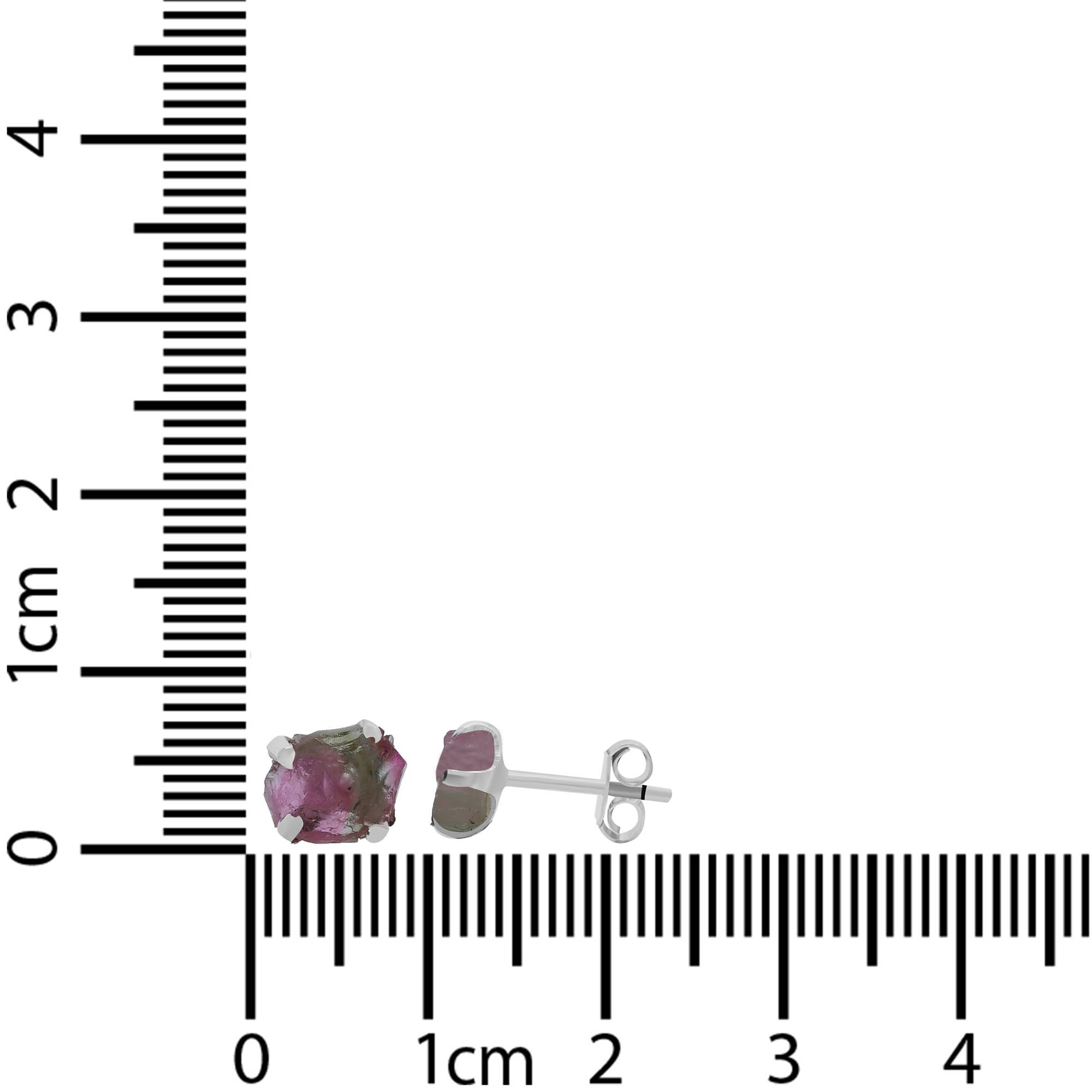 Nature Crafts – wholesale Stud/post earrings – Natural Rough Watermelon Tourmaline Stud Earrings in Silver3