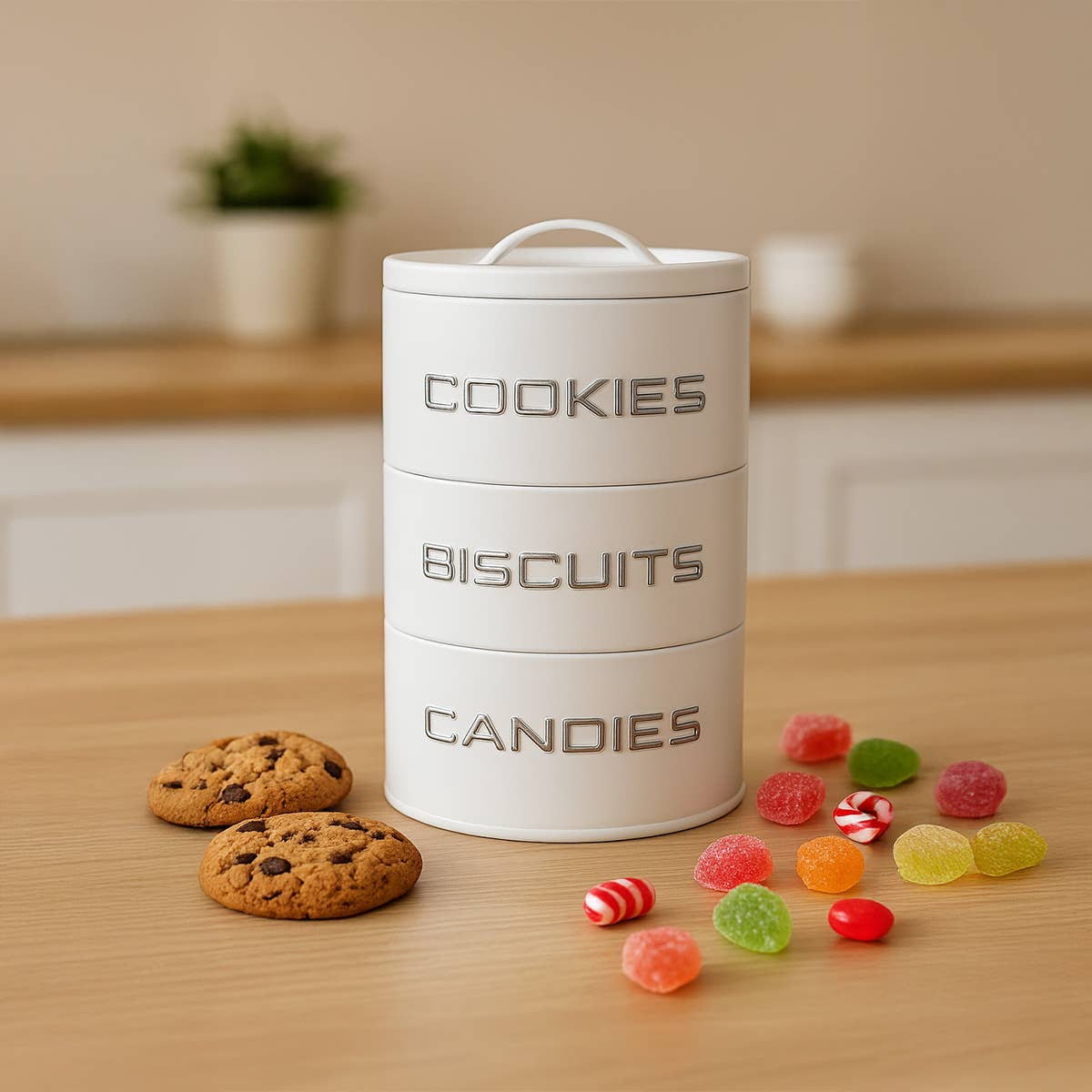 AULICA - Wholesale Food Storage Container - White and silver 3-compartment cake box1