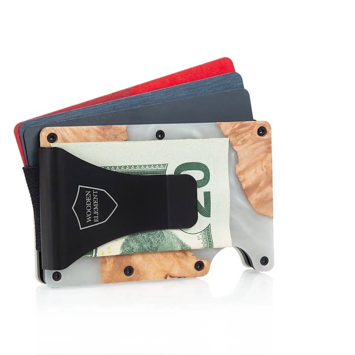 Wood & Resin Smart Wallet - Pearl White for wholesale by Wooden Element UK