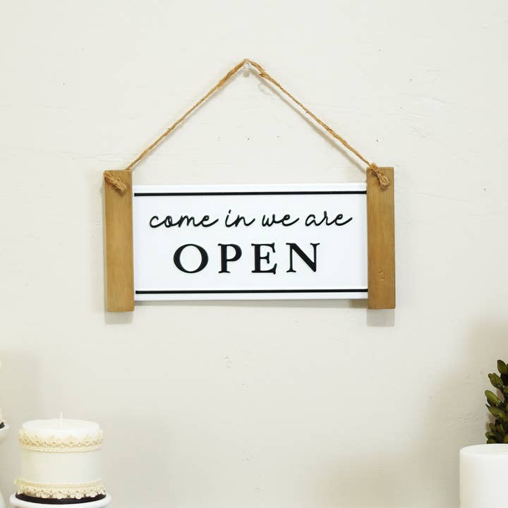 VIP Home & Garden - Wholesale Sign - VIP Metal White Reversible Open Closed Hanging Sign1