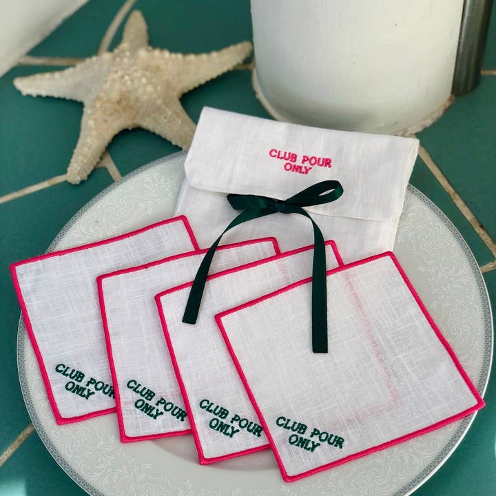 Belle Linen - Wholesale Dinner & Cloth Napkin - Set of 4 Linen Cocktail Napkins CLUB POUR ONLY1