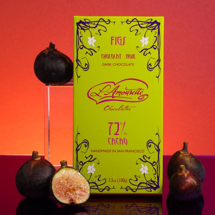 L'Amourette Chocolat - Wholesale Chocolate Bar - 72% Dark Chocolate with Figs (Smyrna)