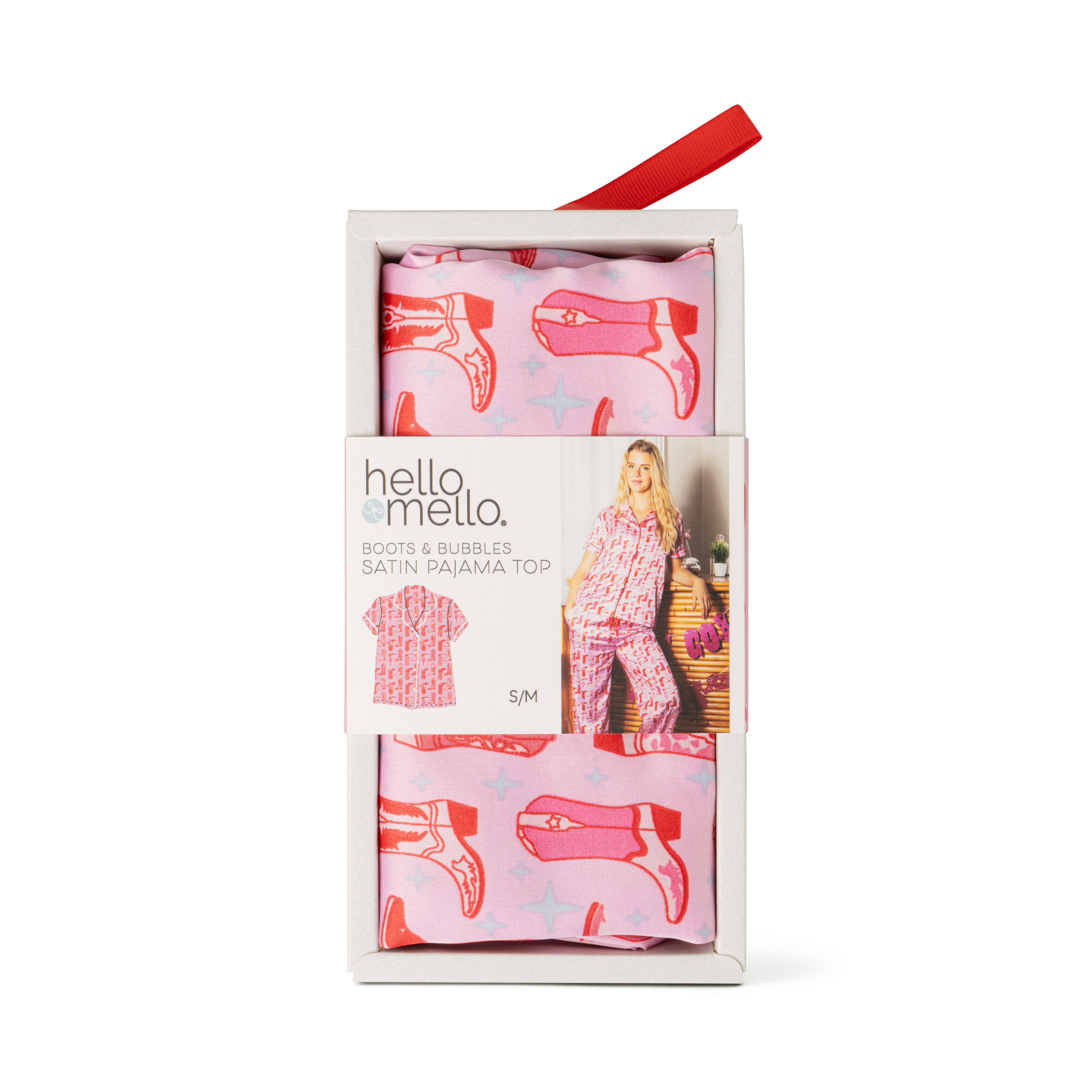 DM Merchandising - Wholesale Sleepwear Top - Women's - Hello Mello Boots & Bubbles Satin Pajama Top Open Stock9