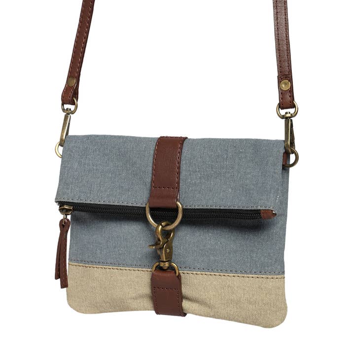 Mona B. - Wholesale Crossbody bag – Women's - Finley Original Leather Crossbody Bag in Dusty Blue4