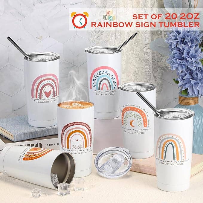 Crover - Wholesale Insulated Mug/Tumbler - 20 oz Rainbow Tumbler with Lids & Straws3