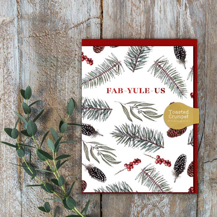 Fab-Yule-Us Christmas Card for wholesale by Toasted Crumpet (US Duties Paid)