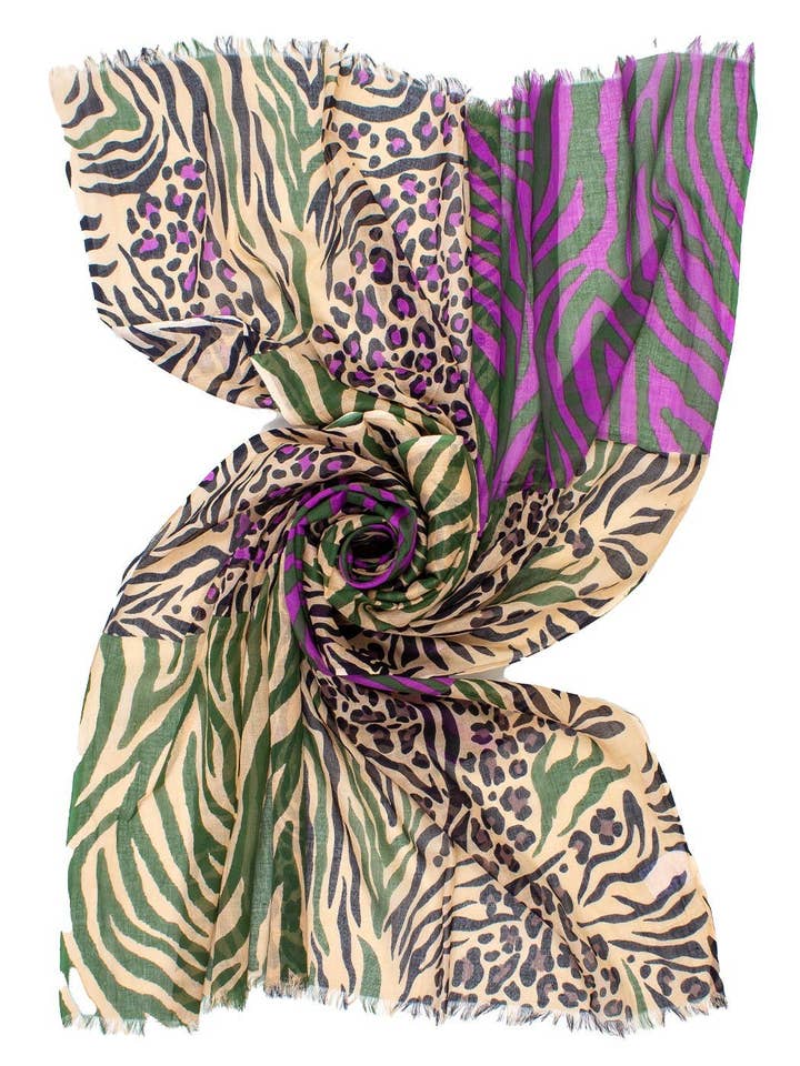 MIXED ANIMAL PRINT PAREO 100X180 100% CO MADE IN INDIA for wholesale by Ayfee