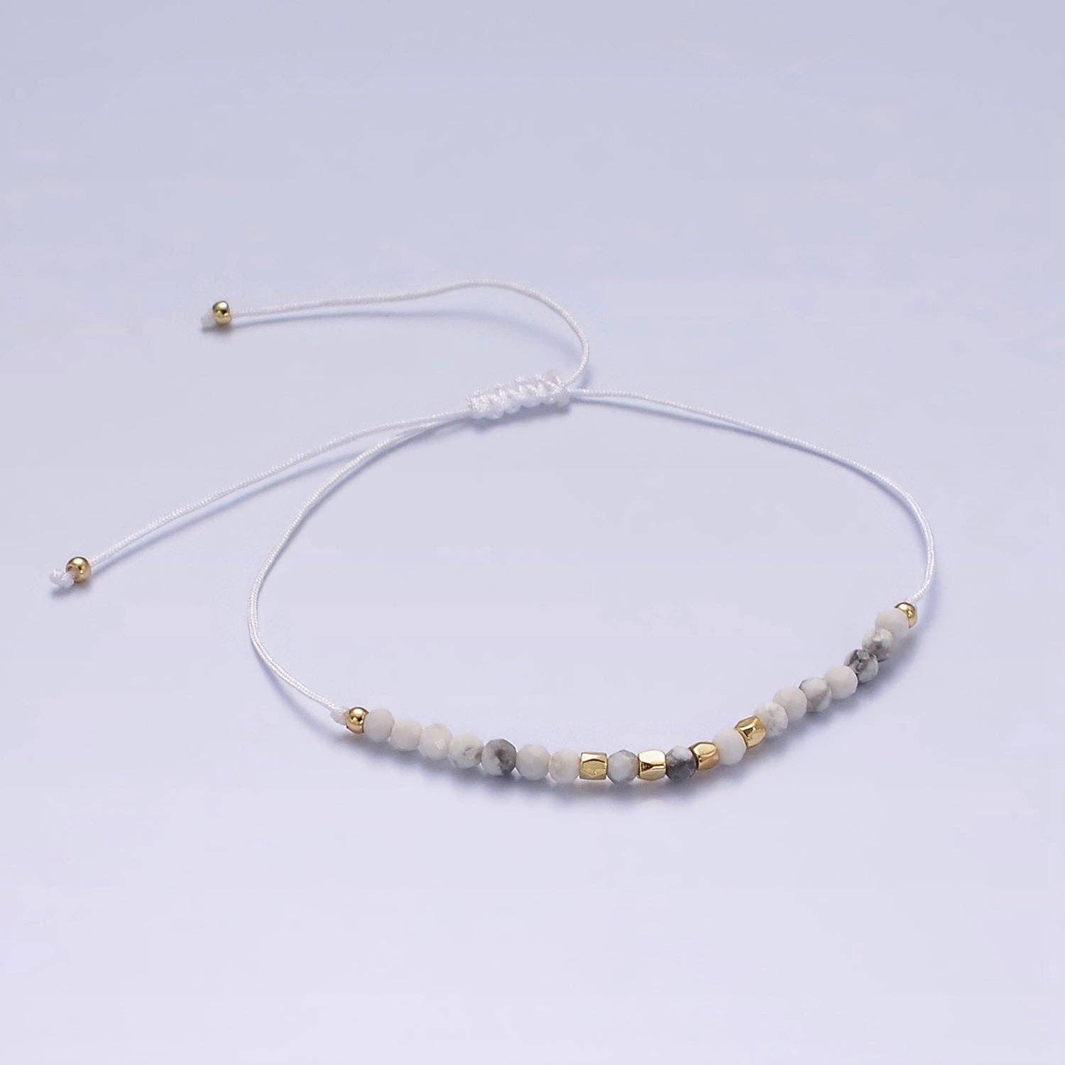 Aim Eternal – Engroshandel Perlearmbånd – 14 K guld fyldt Howlite Multifacetteret hvid bomuld streng justerbar armbånd | WA-2184 ~ WA-21866