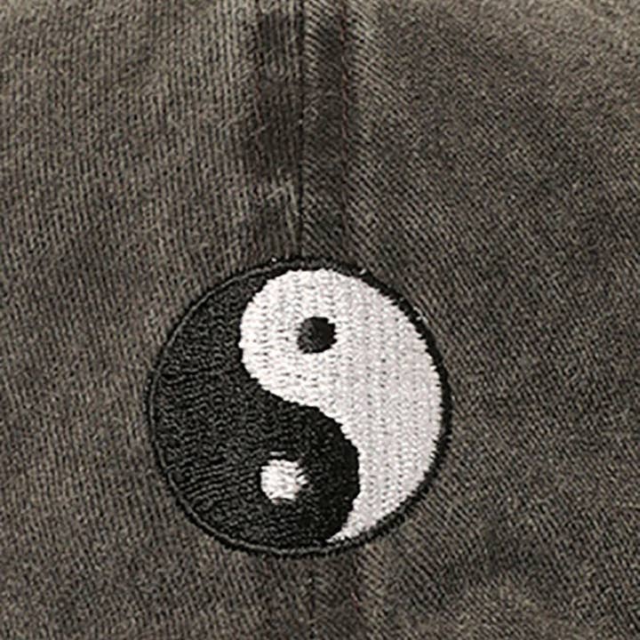 BLACK Yin Yang Embroidered Cotton Baseball Dad Cap for wholesale on Faire3