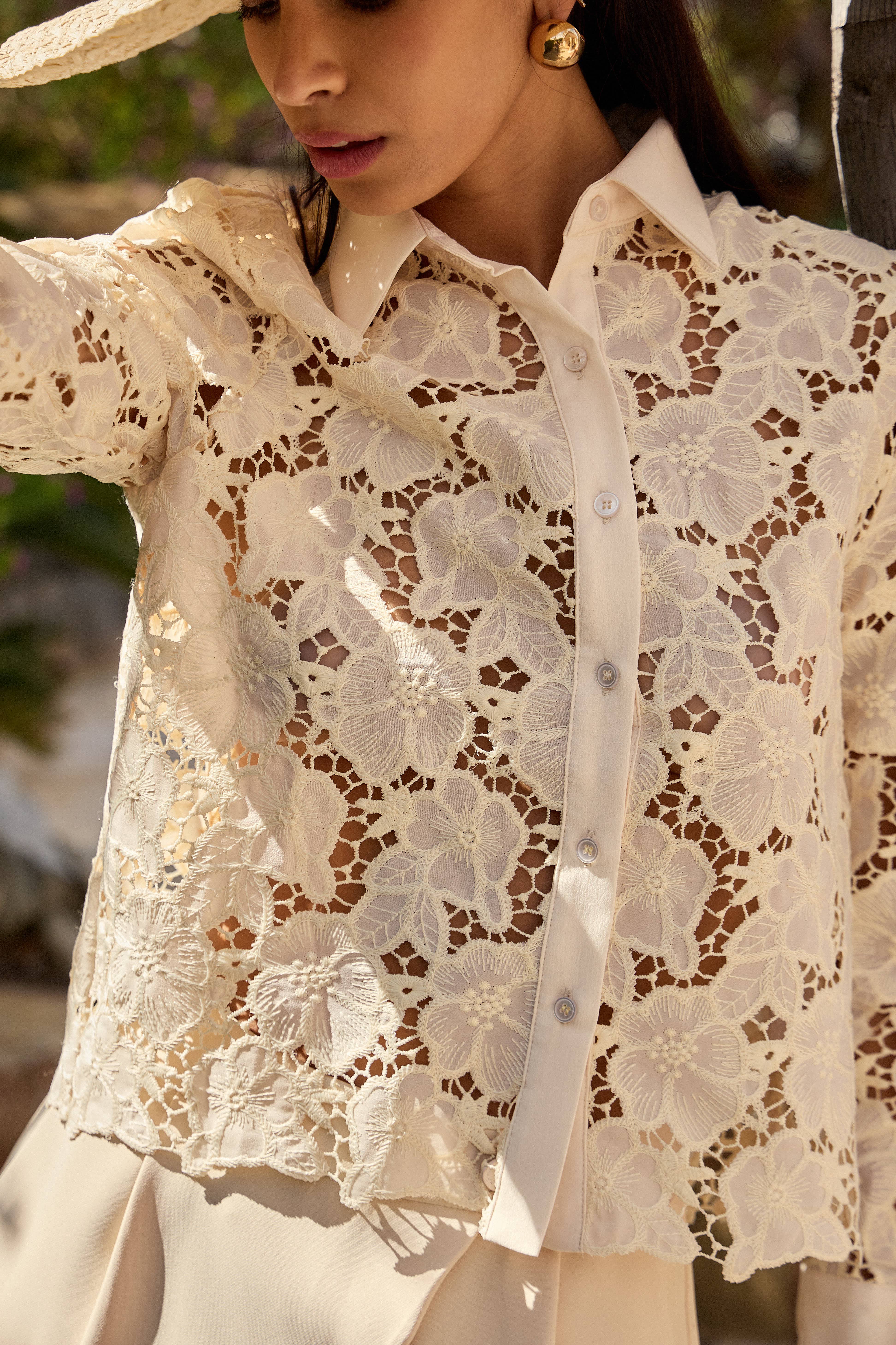 LULUMARY - Vente Chemise à col boutonné – femme - Chemise en dentelle CH36212