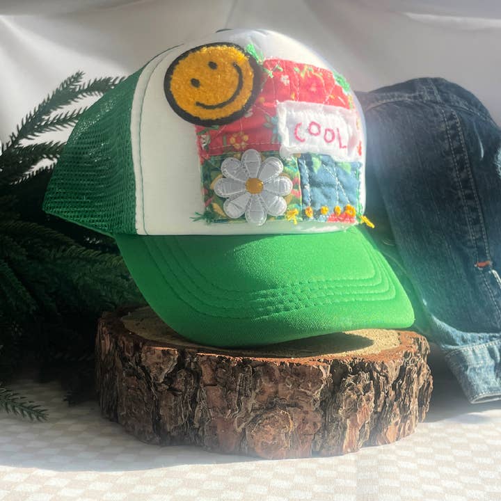 Kid's Trucker Hat Embellished and Embroidered "Cool" for wholesale by Christine Leigh
