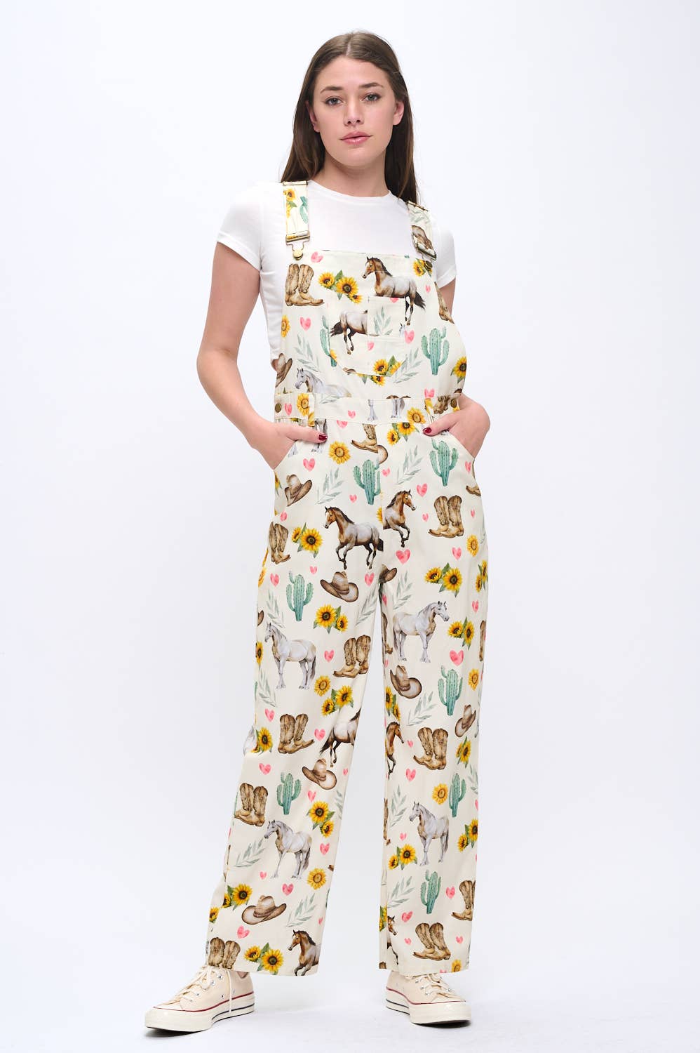 SM WARDROBE - Wholesale Overalls - Women's - WILD WEST COWBOY FLORAL PRINT OVERALLS3