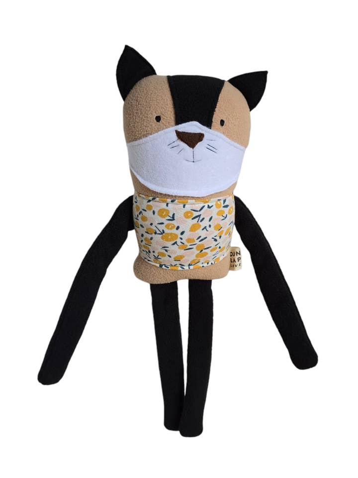 Mabel the Cat, handmade plush toy for wholesale by Dunlap Love