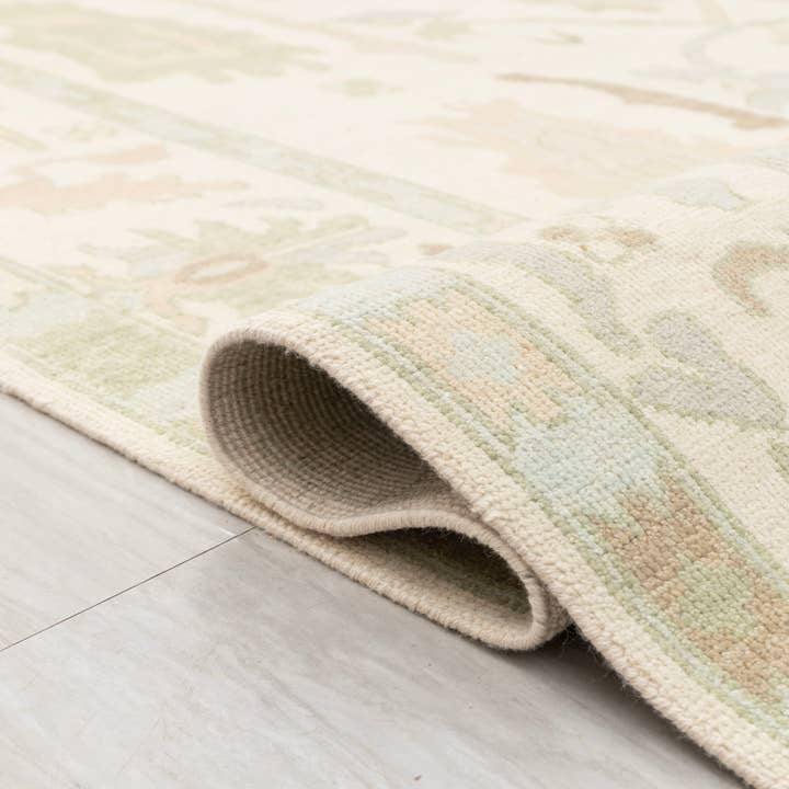 Aesthetic Homes LLC - Wholesale Area Rug - Ivory Cream Oushak Rug Hand Knotted Soft Wool JC-71631