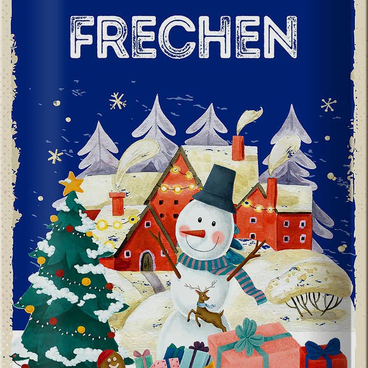 Cartel de hojalata con felicitaciones navideñas de FRECHEN, 20 x 30 cm para venta al por mayor de Femer