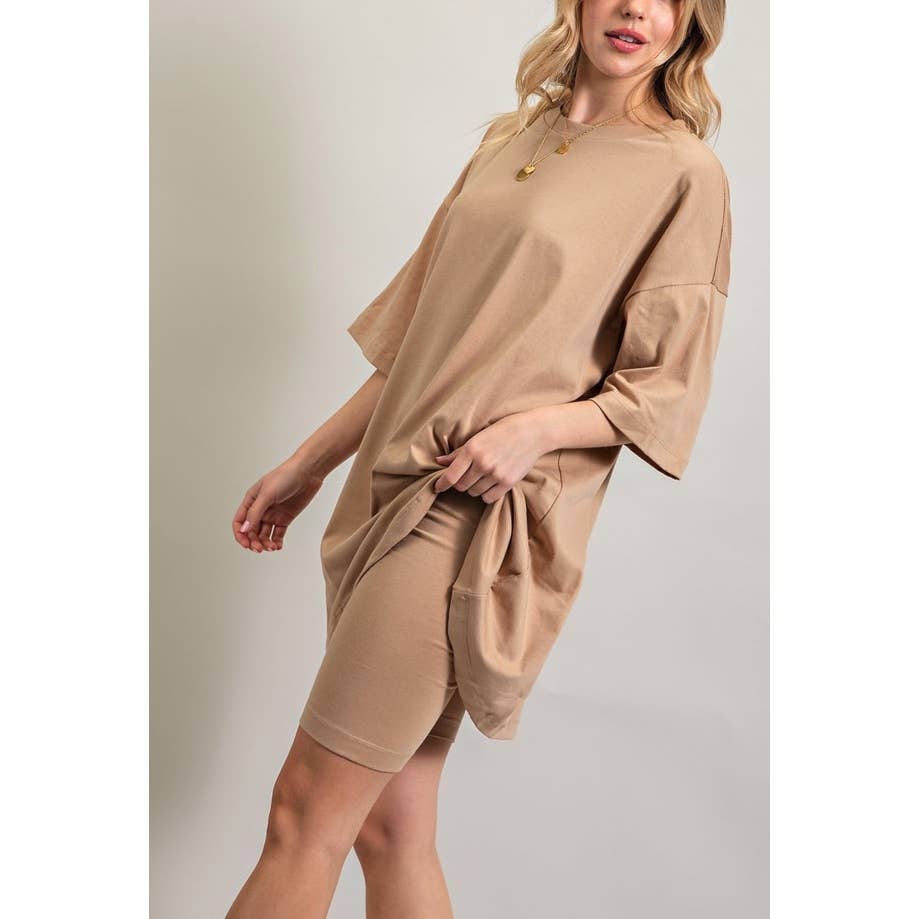 Coloring You – Conjuntos Casual - Mulher por atacado – FSG-ST8296 CONJUNTO DE SHORTS DE CAMISETA DE GRANDES DIMENSÕES E CAMISA DE MOTOQUEIRO10