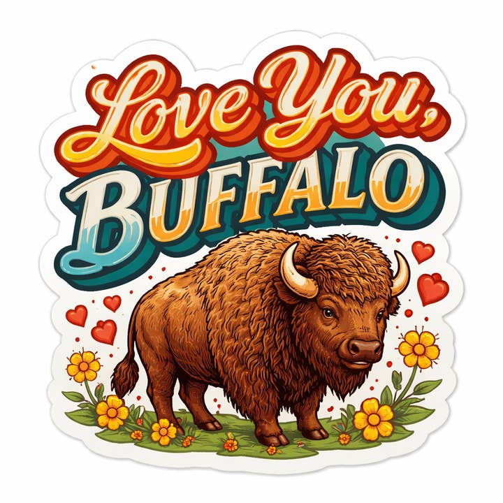 Amour, Autocollant Buffle 3" pour la vente par Christmas All Over