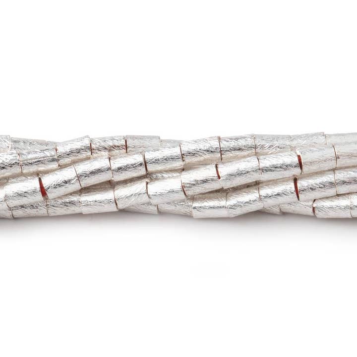 Beads of Cambay - Wholesale Beads - 3x4mm Sterling Silver Plated Copper Tube Beads 8 inch 52 pieces Large Hole