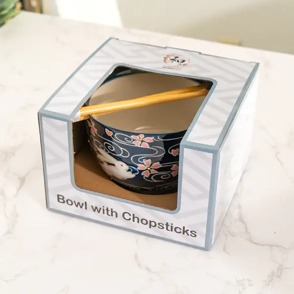 Urban Tokyo - Vente Bol - Ensemble de bols avec baguettes Cherry Blossom Design de 18 oz et 5,25 po D6