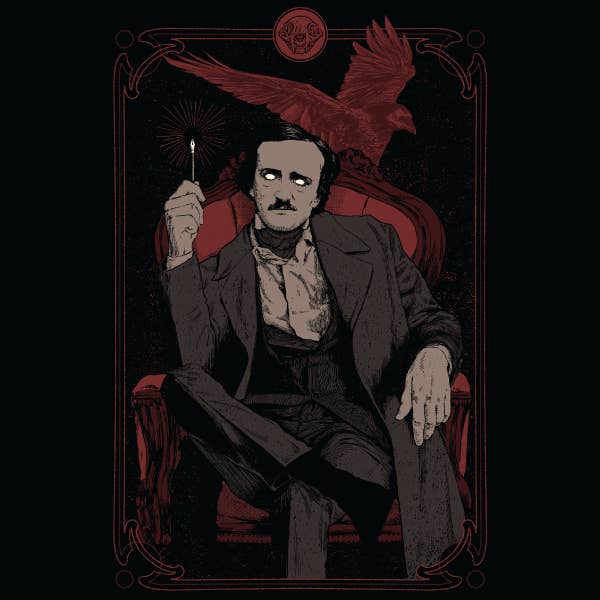 Wicked Clothes – wholesale Screen printed t-shirt – unisex – 'Poe and the Raven' Shirt