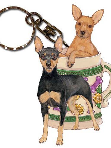 Miniature Pincher Keychain Wooden for wholesale by Pipsqueak Productions