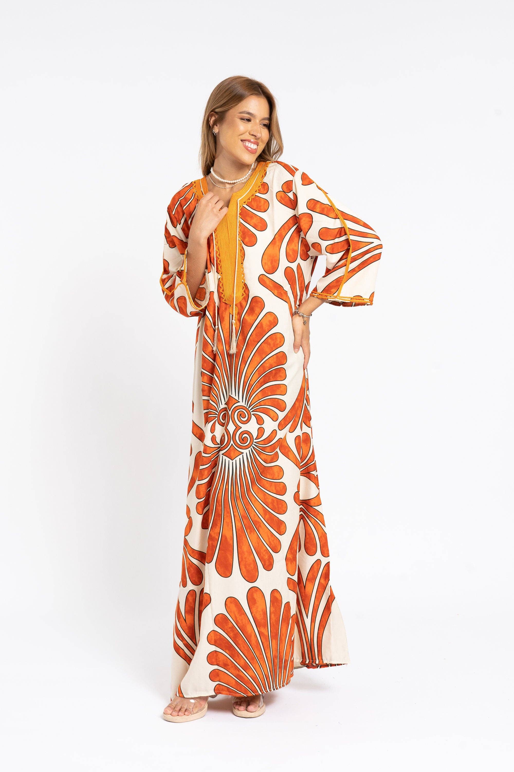 Gipci – wholesale Kaftan - Dam – Chic orange sommarkaftan för kvinnor, kaftaner, kaftaner för kvinnor, boho kaftanklänning, kaftaner för kvinnor, sommarkaftaner, kvinnor2