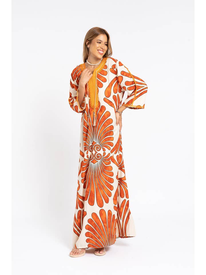 Gipci - Wholesale Kaftan - Women's - Chic Orange Summer caftan for women, Caftans, caftans for women, Boho Kaftan dress, Caftans for women, summer kaftans, women2